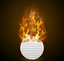 Burning Golf Ball with Fire Flame